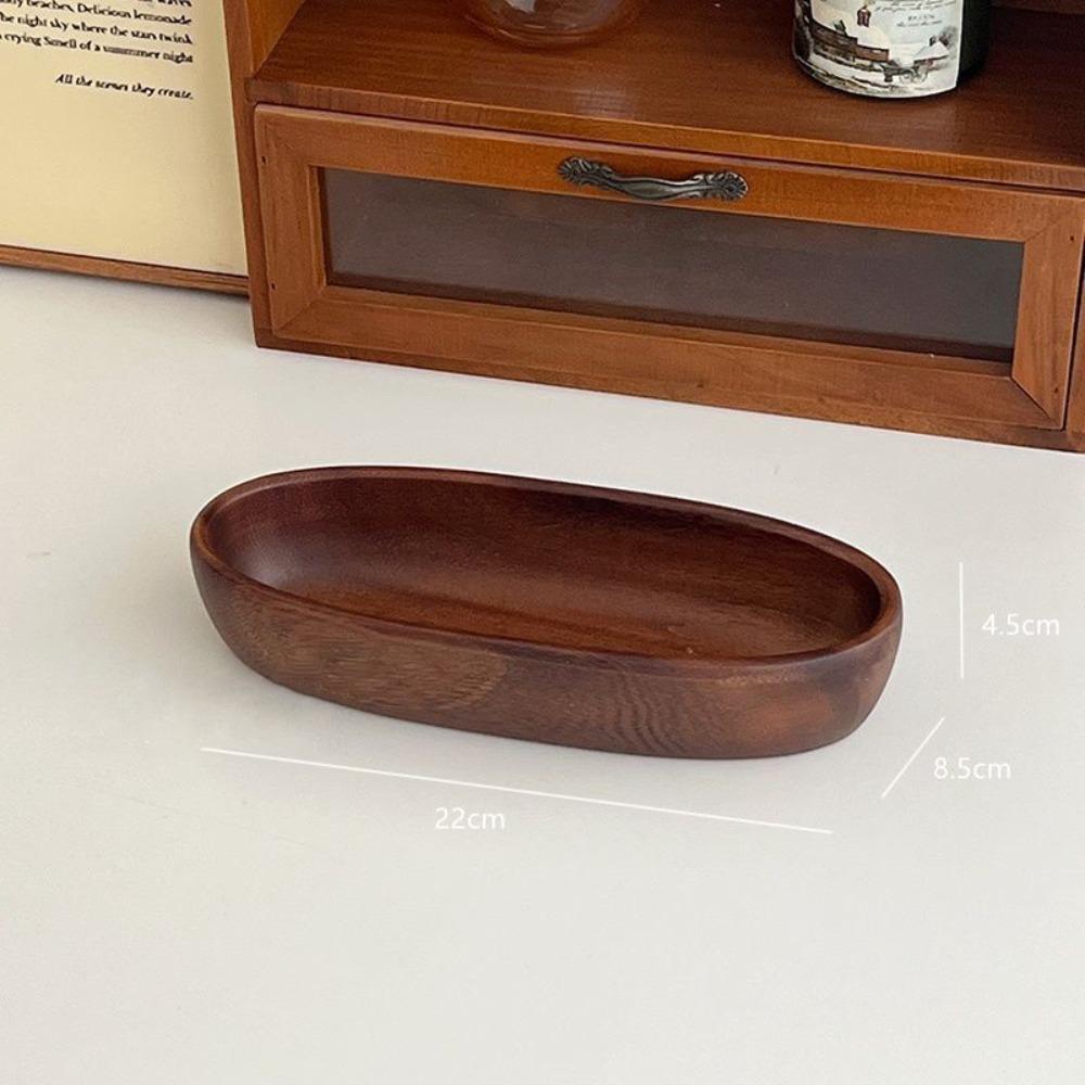 Retro S/M/L Jewelry Storage Box Walnut Large Capacity Entrance Key Organizer Boat Shape Desktop Storage Box