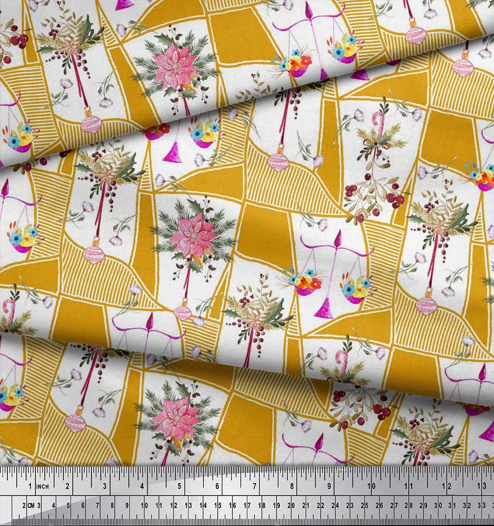 Soimoi Японская креп-сатиновая ткань с листьями, орнаментами и цветочным принтом пуансеттии, ткань по метрам 42 дюйма