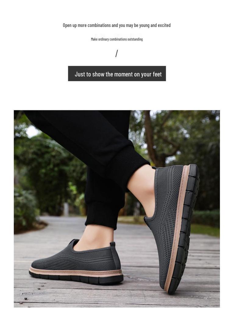 Мужские дышащие слипоны из материала Flyknit, больших размеров, устойчивые к запаху, в стиле «папа».