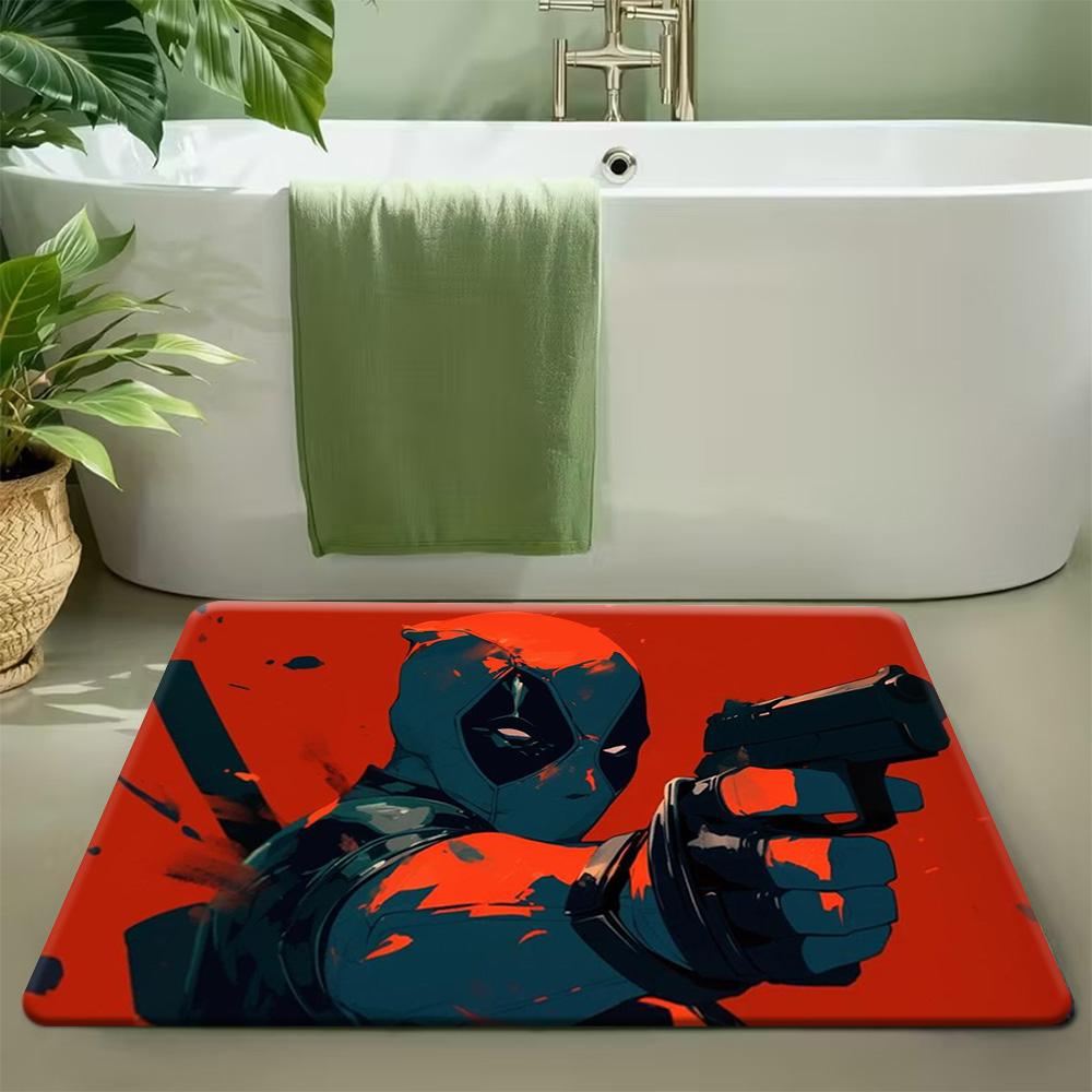 1pc Marvel Deadpool Doormat Vibrant Superhero Character Printed Floor Rug with Non Slip Backing Durable Soft Absorbent Mat Ide