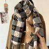 New Bear Hair Plaid Imitation Cashmere Thickened Autumn and Winter Warm Scarf Fashionable and Versatile Double Sided Love Tassel Scarf