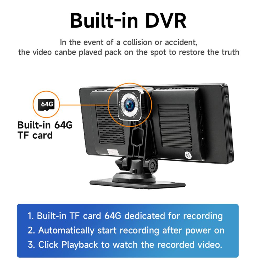 10,26-дюймовый HD IPS экран автомобильный радиоприемник беспроводной видеорегистратор встроенный 64G с голосовым управлением автомобильный видеорегистратор BT FM монитор