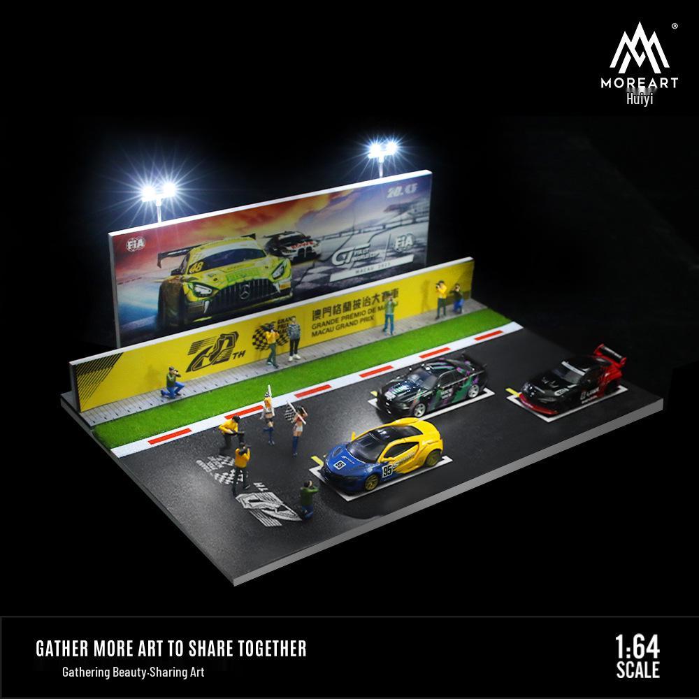 1:Модель гоночного автомобиля масштаба 1/64 с дисплеем и подсветкой - Коллекционные игрушечные машинки из сплава для хранения и украшения