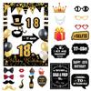 Black Gold Glitter Adult Birthday Photo Booth Props 18th 40th 50th 60th 70th Birthday Party Photobooth Props Anniversary Gift