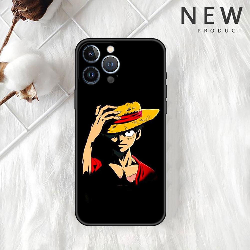 Case For Apple iPhone 11 13 14 12 Pro 7 Plus XR X XS Max 6 6S 13Pro Max Black Silicone Phone Funda Anime One- Piece