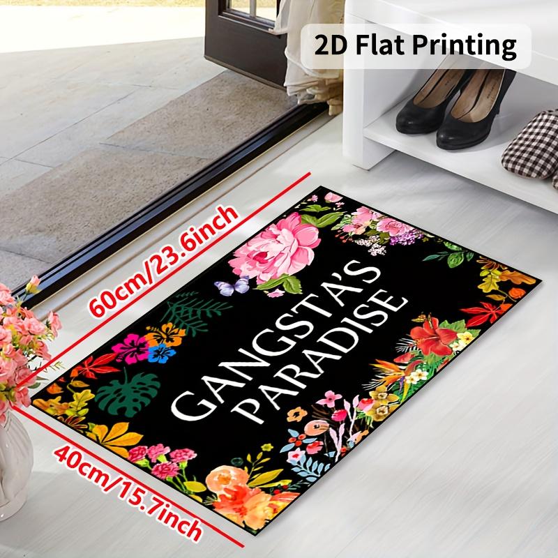 Gangster Paradise Tropical Floral Welcome Doormat Non Slip Machine Washable Durable Indoor Outdoor Rug Home Decoration