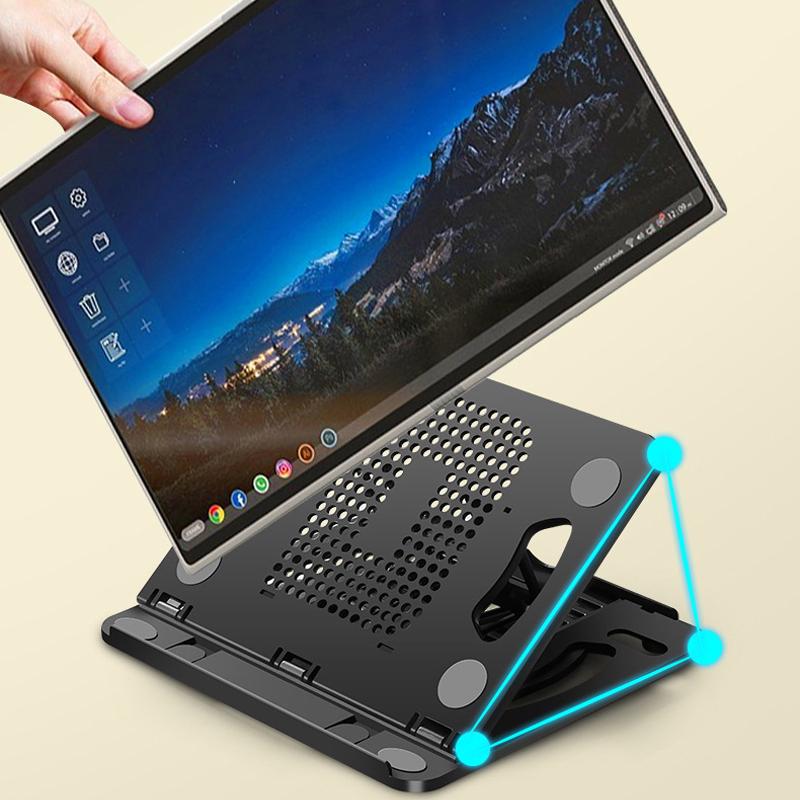 Laptop Holder Silicone PP and ABS Foldable 8 Gears Adjustable Portable Laptop Cooling Stand for Home Working Black