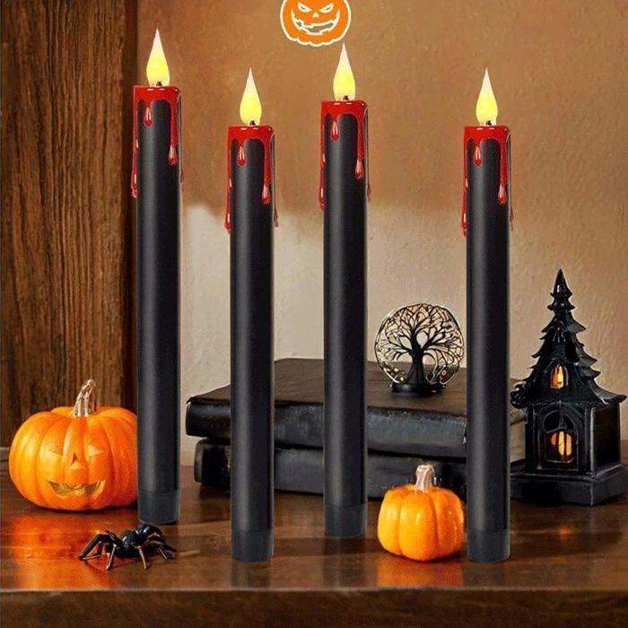 Bougies LED d'Halloween - AIMOONSA - Bougie LED d'Halloween - À piles - Luminosité réglable - Commande tactile
