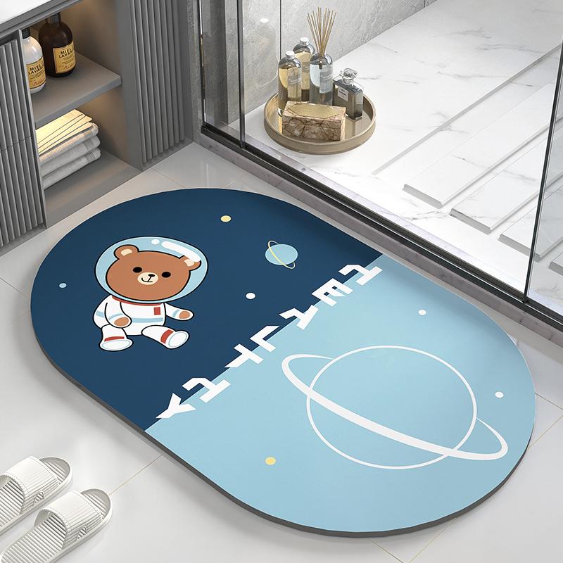 Диатомовая грязь абсорбирующий коврик, коврик для пола в туалете, быстросохнущий коврик для ног с противоскользящим покрытием у двери в ванную, мультяшный милый туалетный мягкий ковер