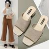 Women's Spring 2024 Korean Style Mid-Heel Flying Woven Sandals