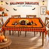 Halloween Tablecloth Rectangular 152cm Wide Pumpkin Ghost Bat Haunted Castle Printed Table Cover for Halloween Party Decor