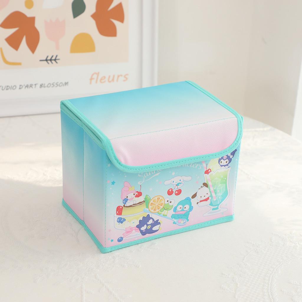 Hello Kitty Kuromi Cinnamoroll Melody Узор в клетку Складной откидной ящик для хранения для офиса и спальни