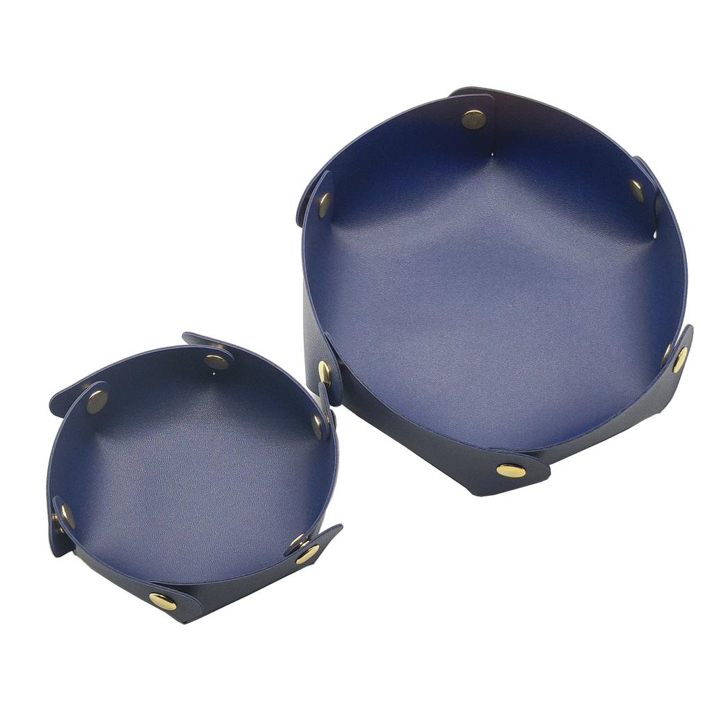 1PC Round PU Leather Storage Trays Desktop Key and Cosmetics Storage Tray Storage Box Detachable Table Small Objects Organizer