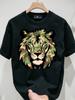 1PC Men's Camo Lion Graphic T-Shirt - Camouflage Lion Face Print, Round Neck Casual Shirt, Mac