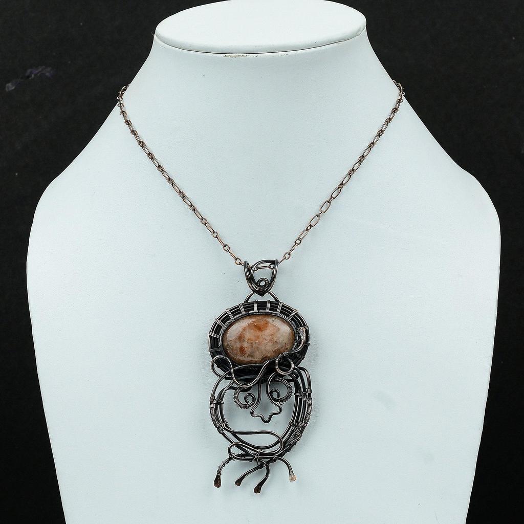 Sunstone Gemstone Pendant Copper Wire Wrapped Pendant Unique Pendant Sunstone Jewelry Handmade Pendant Wedding Gift Copper Wire Wrap Jewelry