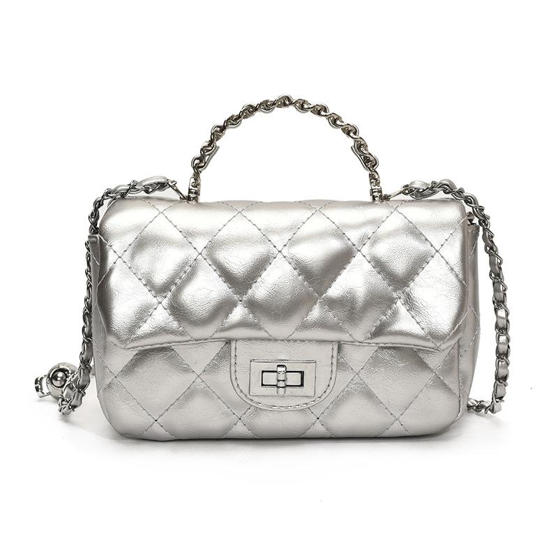 Корейская версия трендовой моды горячая распродажа Xiaoxiangfeng высокое чувство портативная маленькая квадратная сумка универсальный темперамент бриллиантовая цепочка сумка через плечо