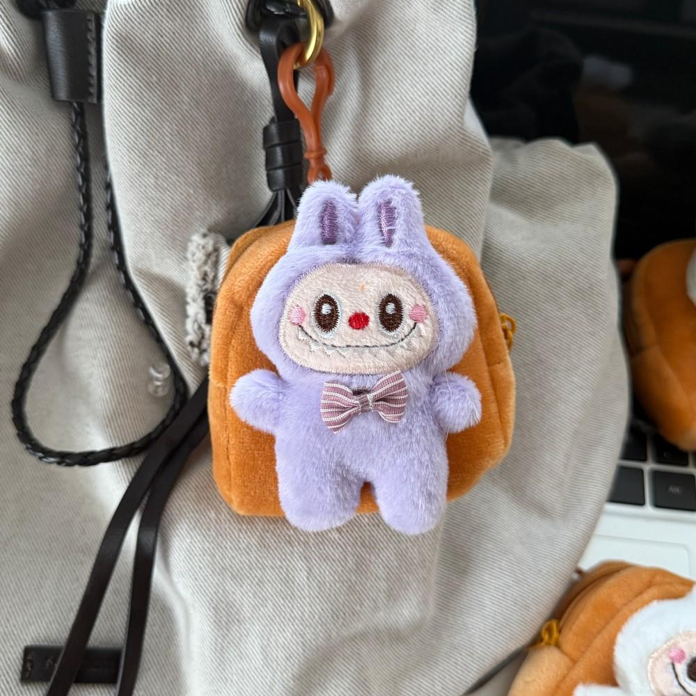 Милый плюшевый кошелек для монет в виде куклы Лабубу, брелок для ключей, подвеска, маленький подарок на день рождения, кошелек для монет для девочек KTY