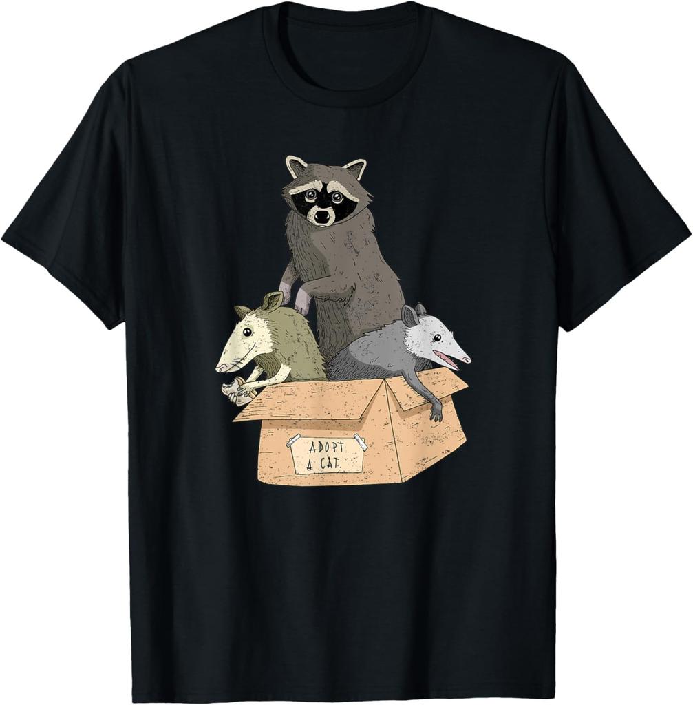 Adopt A Street Cat Funny Opossum Raccoon Skunk Vintage Humor T-Shirt