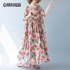 Plus Size Women's Dress Simple Fashion Bohemian Long Dress Summer Short Sleeve Round Neck Printed Dress