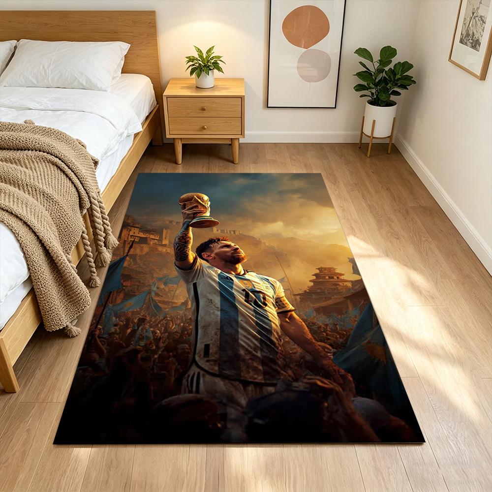 Football Messi Area Rug Perfect for Balcony Entryway Dormitory Study room Antislip Carpet Anime Office Decor Birthday/Christmas Gift