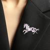 Oil Dripping Running Horse Brooch Sweater Cardigan Coat Business Suit Zodiac Animal Lapel Pin Men Women Fashion Jewelry Clothing Accessories