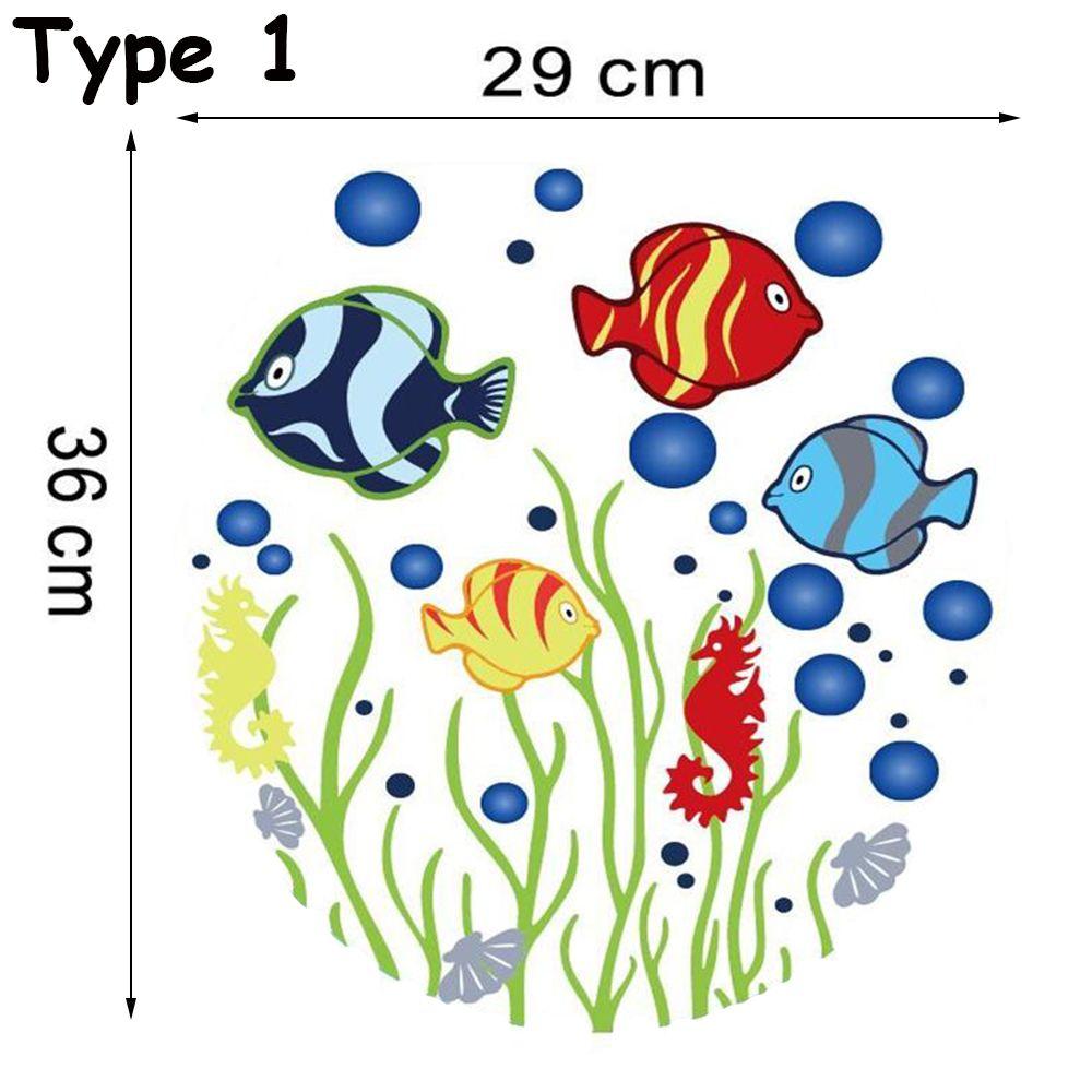 Commode Ornament Home Decor Bathroom Cartoon Fish Sea-lives Decals Toilet Stickers Underwater World