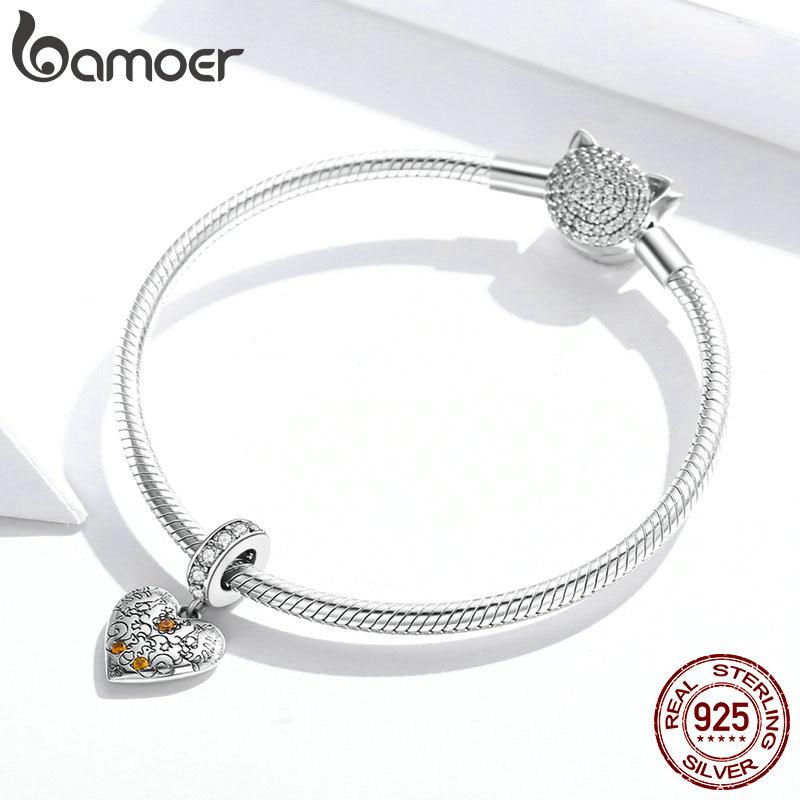 Bamoer стерлингового серебра 925 пробы виноградная лоза и сосновая шишка CZ окисленная платина оригинальный шарм для брендовых ювелирных изделий для женщин и девочек
