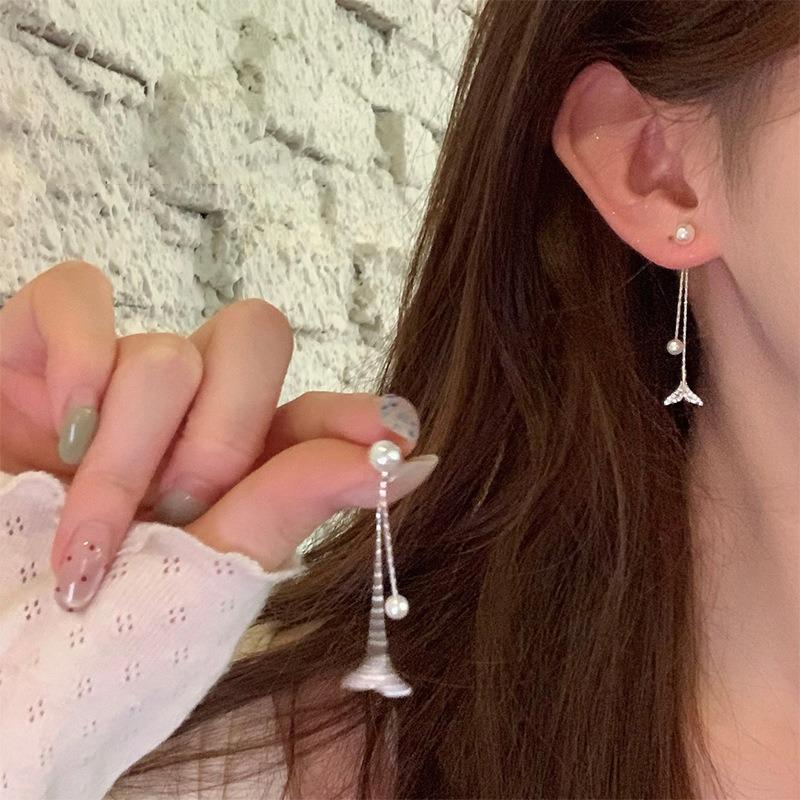 Серьги-пусеты из серебра 925 пробы с цирконом и жемчугом, женские, легкая роскошь, нишевые, высококлассные, в виде бабочек, универсальные, темпераментные