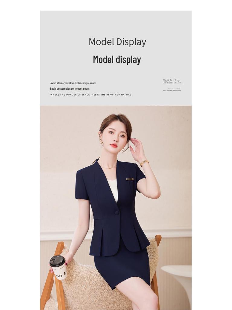 Женский летний профессиональный костюм: Элегантная, Легкая Рабочая Одежда для Менеджеров Отеля и Ювелирного Магазина