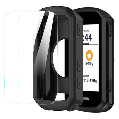 Силиконовый чехол Lamshaw для Garmin Edge 850, 550 с 2 стеклянными пленками, Премиальная ткань, Устойчивый к царапинам чехол, Легкий, Защита от царапин, Совместимый