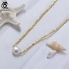 ORSA JEWELS Подлинное золотое 14K колье-цепочка с самородком и натуральным пресноводным жемчугом 11 мм для женщин Ручная работа GPN36