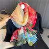 Peony Flower Yourou Yarn Women's Large Size Pattern Scarf Silk Scarf Commuter Sunscreen Light Luxury Simulation Silk Shawl