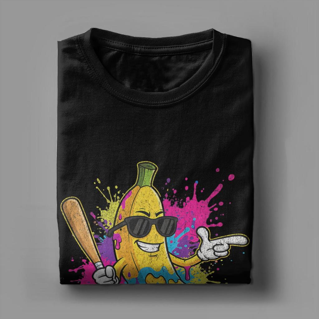 Vintage Banana Funny Baseball TShirt Unisex Crewneck Pure Cotton T Shirts Short Sleeve Tees Printed Tops