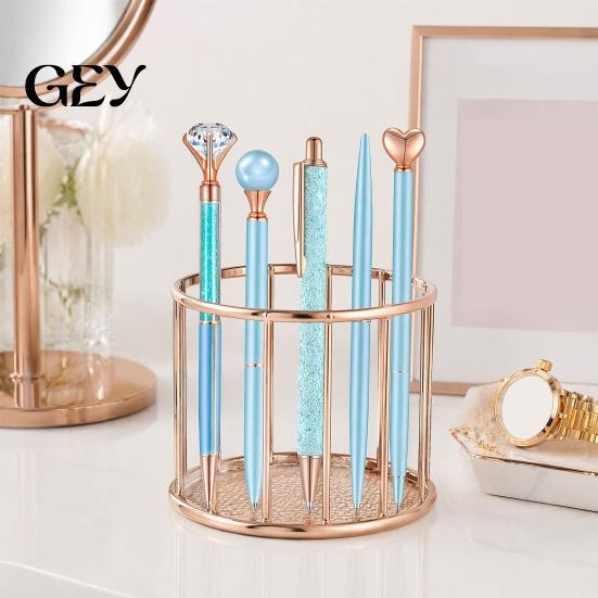 Fashionable Office School Supply 5PCS Metal Diamond Ballpoint Pens, with Sparkling Rhinestone Decor, Sturdy Pocket Clip Pen Smooth Press Mechanism
