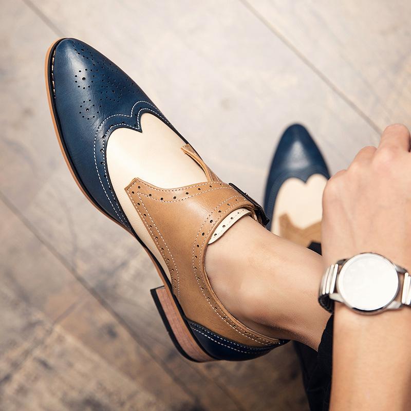 Мужская модельная обувь Роскошная деловая повседневная кожаная обувь Модная ручной работы обувь Оксфорды Свадебная обувь для мужчин Классика Обувь броги