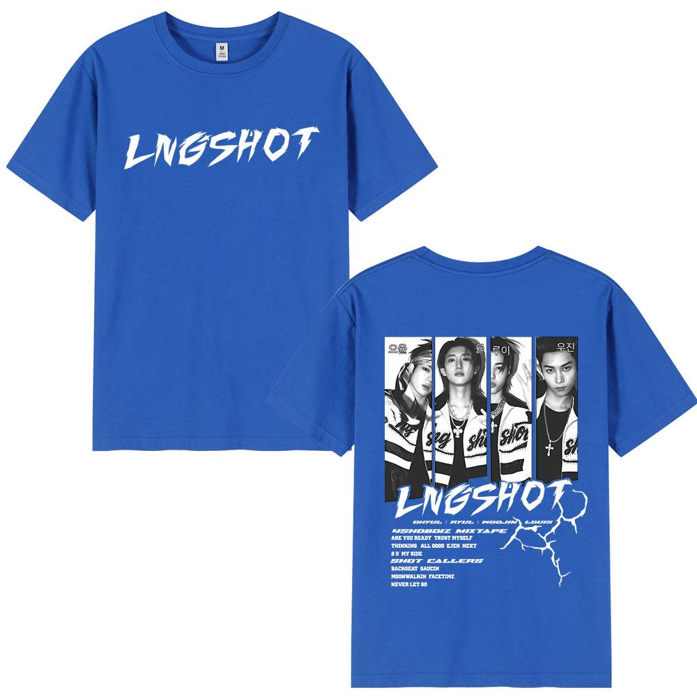 Корейский Kpop Lngshot OHYUL RYUL WOOJIN LOUIS Футболка Унисекс Женская Одежда Мода Хип-Хоп Футболка с Коротким Рукавом Хлопковый Топ Подарки для Фанатов