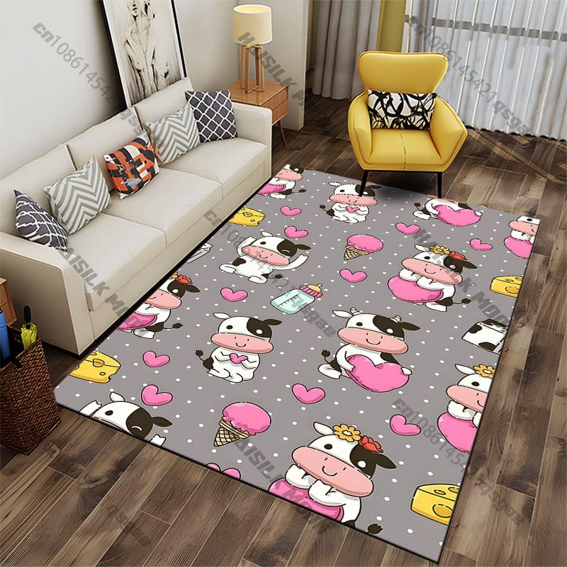 Adorable cows and hearts theme carpet Yoga living room room decor children's crawling mat doormat area rug games mat