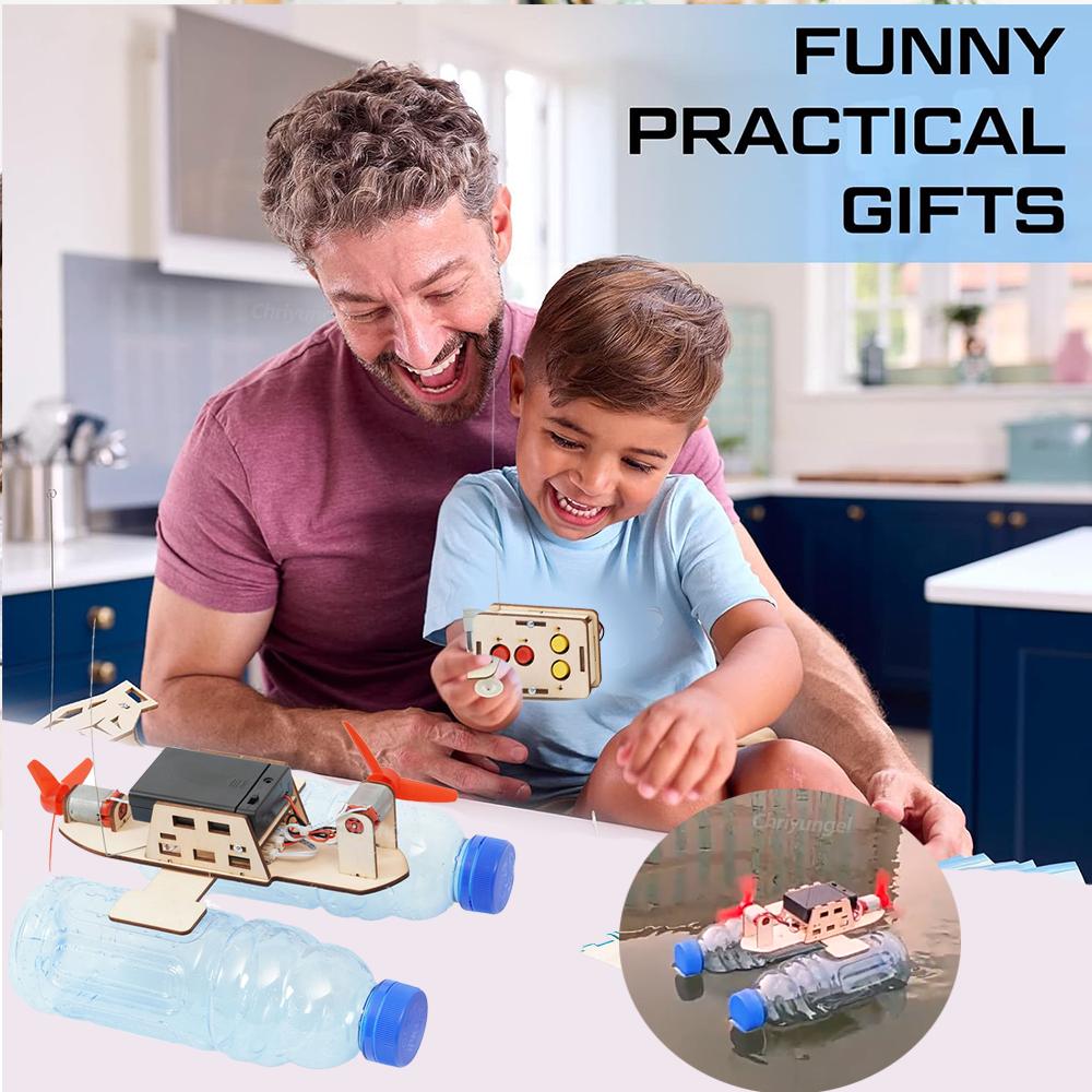 Сделай сам Модель ветряного корабля с дистанционным управлением Деревянная сборная Электрическая лодка на ветряной тяге Набор для научных экспериментов Детская STEM образовательная игрушка