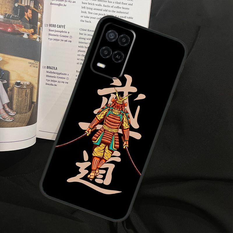 Чехол для телефона Oppo A38 A18 A58 A78 A98 A79 A40 A60 A80 A16 A76 A96 A15 A74 A94 A54 A77 A17 с маской самурая Они