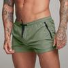 Men Summer Sports Shorts with Zipper Pocket Elastic Waist Drawstring Quick-Dry Shorts Solid Color Outdoor Workout Running Shorts