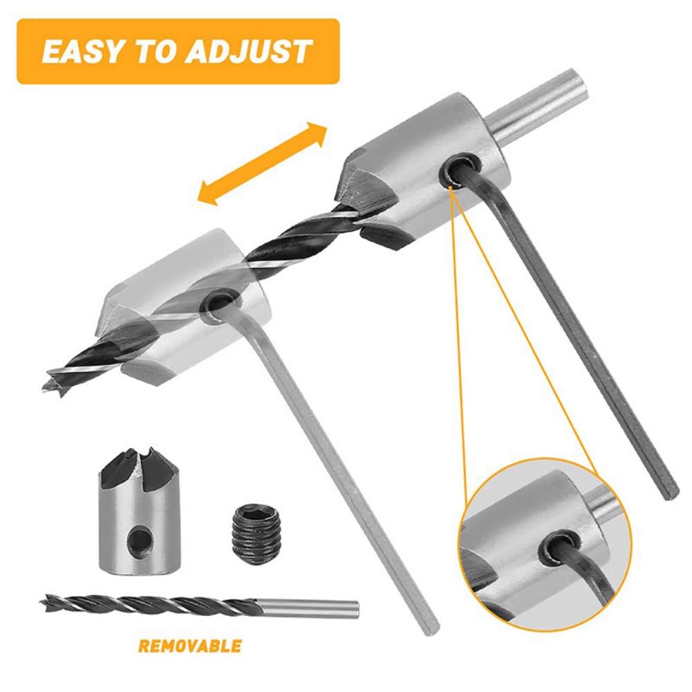 26 шт., деревообрабатывающее ступенчатое сверло, трехточечная потайная деревянная заглушка, сверло для снятия фаски, центральный пуансон, позиционер, набор инструментов для открывания отверстий