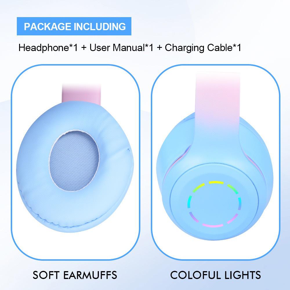 Светящаяся беспроводная Bluetooth-повязка на голову с градиентом и макаруновыми наушниками – Хит продаж с мощным басом