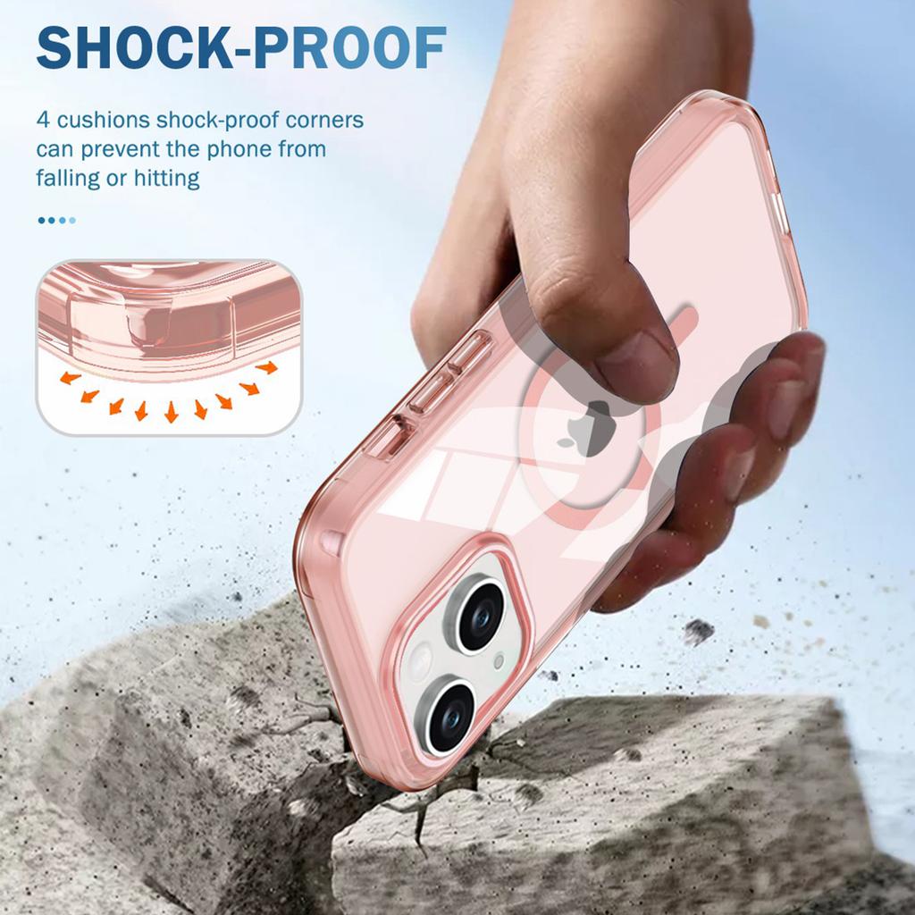 For iPhone 14 Magnetic Case PC+TPU Shockproof Phone Cover with PET Screen Film