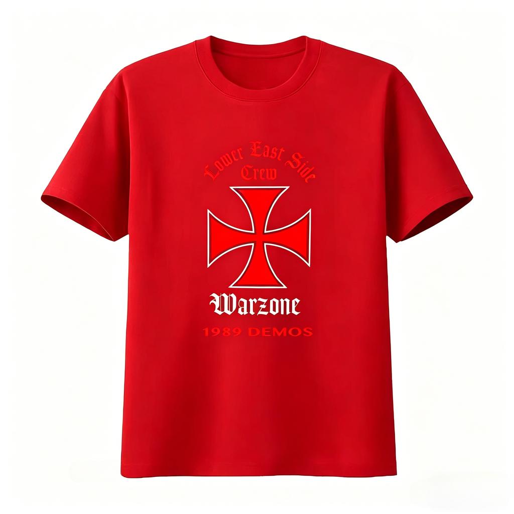Warzone Demos Lower East Side Crew Cross T Shirt Vintage Casual Soft Fashion Unisexs Clothing Womens Summer New T Shirt
