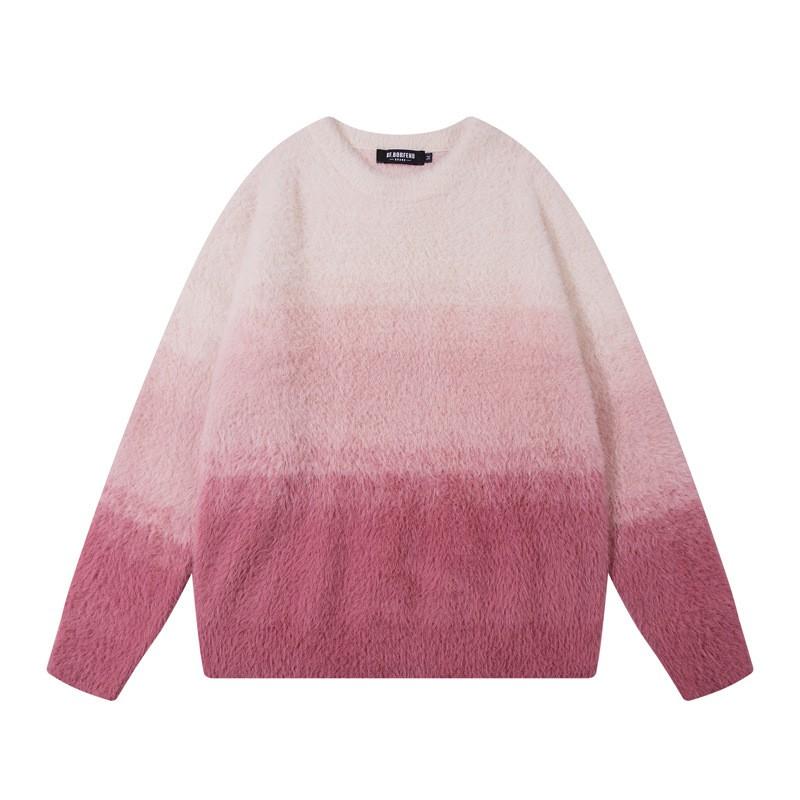 Unisex Oversized Knit Sweater Soft Faux Mink Cable Round Neck Winter Casual Top