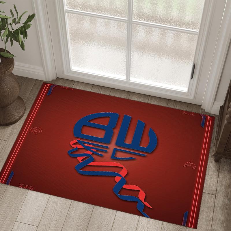 Bolton Wanderers FC Design Crystal Velvet Carpet Cozy Non?Slip Printed Rug For Bedroom Living Room Entrance