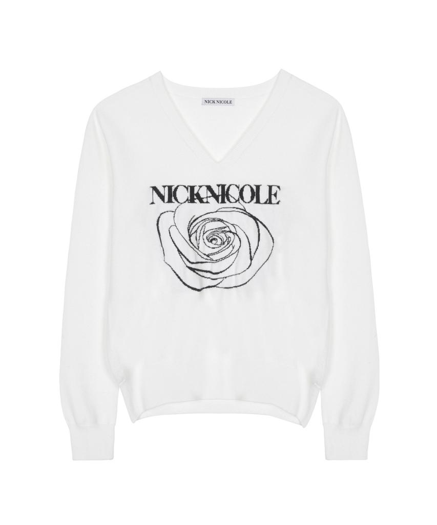 Nigaennikol Nicole Rose Жаккардовый пуловер вязаный_Слоновая кость