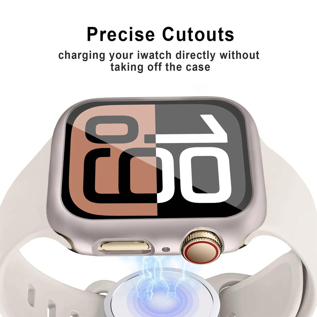 Чехол с защитой экрана из закаленного стекла для Apple Watch Series 10 42 мм 46 мм, ультратонкий, устойчивый к царапинам, полный защитный жесткий чехол-бампер для ПК