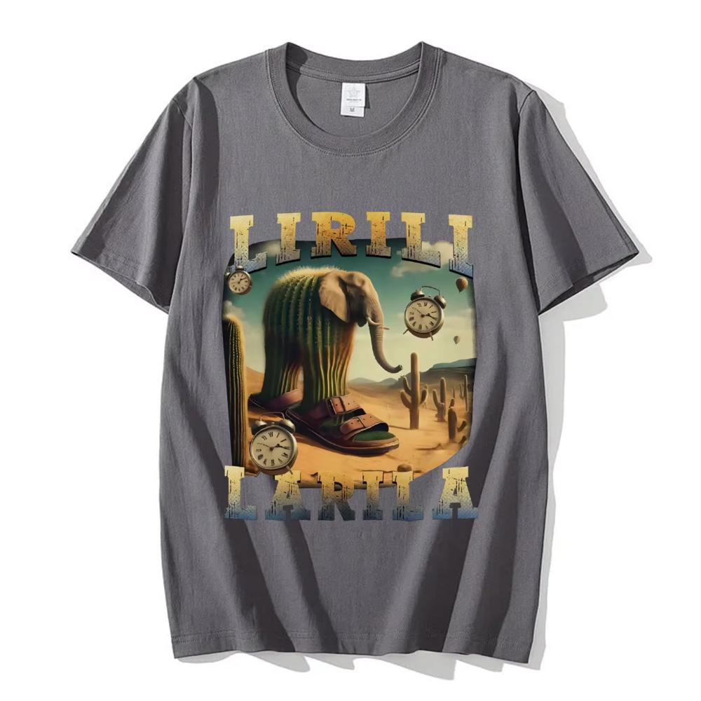 Lirili Larila Funny Italian Brainrot Meme T-shirt High Street Fashion Trend Short Sleeve T Shirt Men Women Casual Cotton T-shirt