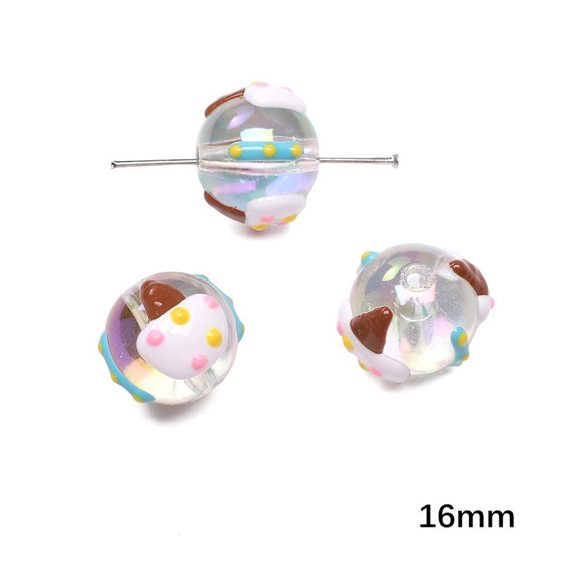 Handmade Beads Acrylic Double-sided Hand-painted Round Beads Graffiti Handmade Beads Diy Weaving Cell Phone Chain String Loose Beads Material